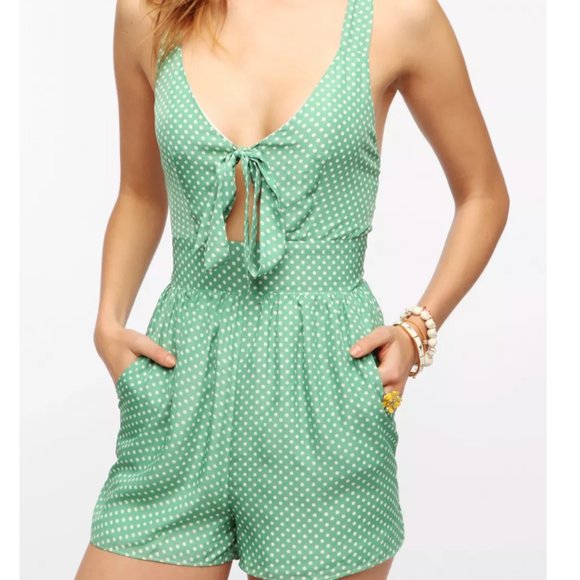Urban Outfitters Pants - Pins & Needles |  Green Tie-Front Pinup Romper
